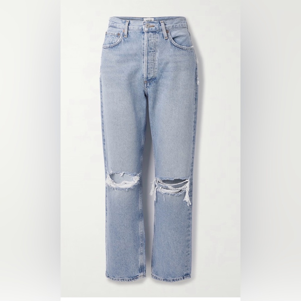AGOLDE '90s distressed mid-rise straight-leg jeans - 25 - Light Denim - Organic
